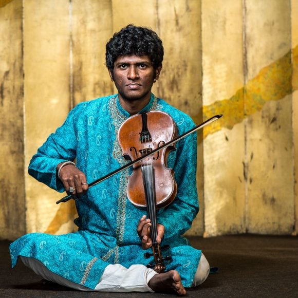Indian Violin player Durai Srinivasan on-location at Nilgiris restaurant